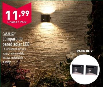 Oferta de Casalux - Lampara De Pared Solar Led por 11,99€ en ALDI