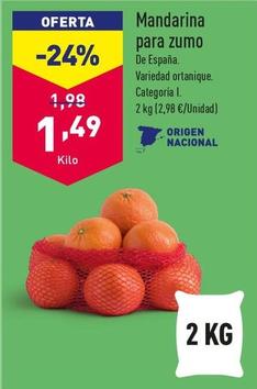 Oferta de Mandarina Para Zumo por 1,49€ en ALDI