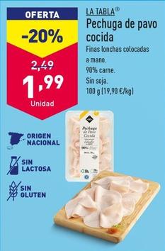 Oferta de La Tabla - Pechuga De Pavo Cocida por 1,99€ en ALDI