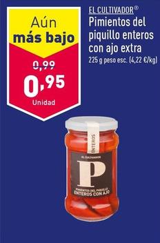 Oferta de El Cultivador - Pimientos Del Piquillo Enteros Con Ajo Extra por 0,95€ en ALDI