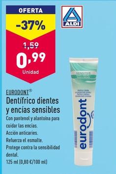 Oferta de Eurodont - Dentifrico Dientes Y Encias Sensibles por 0,99€ en ALDI