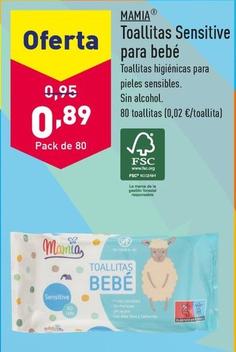 Oferta de Mamia - Toallitas Sensitive Para Bebe por 0,89€ en ALDI