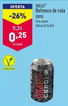 Oferta de Quelly - Refresco De Cola Cero por 0,25€ en ALDI