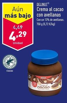 Oferta de Delinut - Crema Al Cacao Con Avellanas por 4,29€ en ALDI