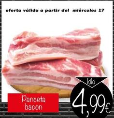 Oferta de Panceta Bacon por 4,99€ en Supermercados Piedra