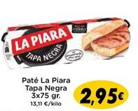 Oferta de La Piara - Paté Tapa Negra 3x por 2,95€ en Supermercados Piedra