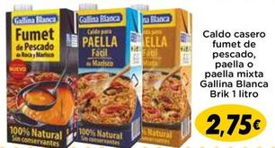 Oferta de Gallina Blanca - Caldo Casero Fumet De Pescado, Paella O Paella Mixta por 2,75€ en Supermercados Piedra