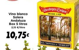 Oferta de Bodegas Luque - Vino Blanco Solera Andaluza Box por 10,75€ en Supermercados Piedra