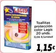 Oferta de Lagis Toallitas Protección Color Lagis 20 Unds. por 1,15€ en Supermercados Piedra