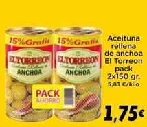 Oferta de El Torreón - Aceituna Rellena De Anchoa por 1,75€ en Supermercados Piedra
