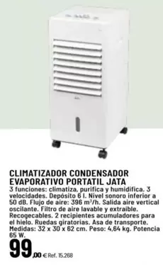 Oferta de Jata - Climatizador Condensador Evaporativo Portatil por 99€ en Coferdroza