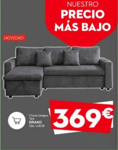 Oferta de Drako - Chaise Longue Tela por 369€ en Conforama