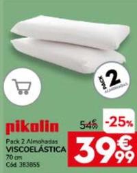 Oferta de Pikolin - Pack 2 Almohadas Viscoelástica por 39,99€ en Conforama