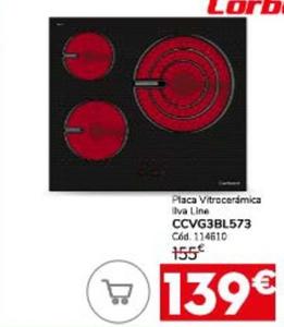 Oferta de Corberó - Placa Vitrocerámica Ilva Line Ccvg3bl573 por 139€ en Conforama