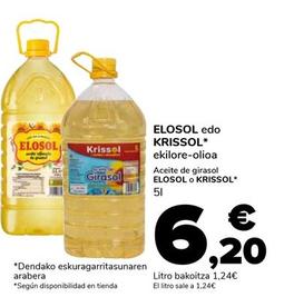 Oferta de Elosol / Krissol - Aceite De Girasol por 6,2€ en Supeco