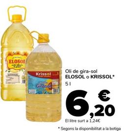 Oferta de Elosol - Aceite De Gira-sol por 6,2€ en Supeco