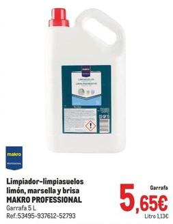 Oferta de Makro Professional - Limpiador-Limpiasuelos Limón, Marsella Y Brisa  por 5,65€ en Makro