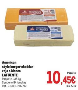 Oferta de Lafuente - American Style Burger Cheddar Rojo O Blanco por 10,45€ en Makro