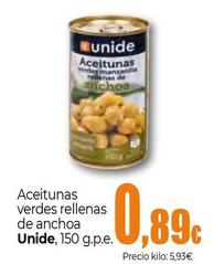 Oferta de Unide - Aceitunas Verdes Rellenas De Anchoa por 0,89€ en Unide Supermercados