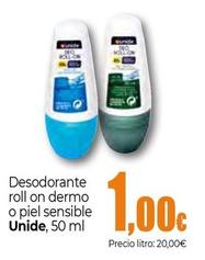 Oferta de Unide - Desodorante Roll On Dermo O Piel Sensible por 1€ en Unide Supermercados
