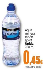 Oferta de Unide - Agua Mineral Tapón Sport por 0,45€ en Unide Market
