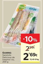 Oferta de Naming - Sandvitx Delicious De Tonyina I Ou por 2,69€ en Caprabo