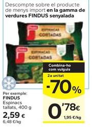 Oferta de Findus - Espinacs Tallats por 2,59€ en Caprabo