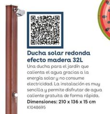 Oferta de Ducha Solar Redonda Efecto Madera 32L en ToysRus