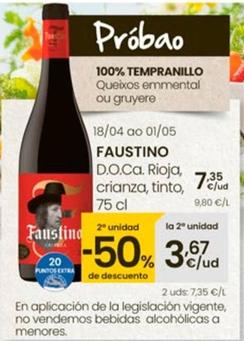 Oferta de Faustino - D.o.ca. Rioja, Crianza, Tinto por 7,35€ en Eroski