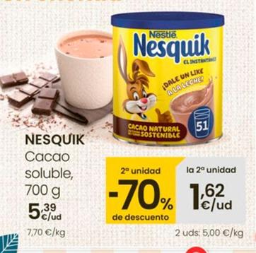 Oferta de Nestlé - Cacao Soluble por 5,39€ en Eroski