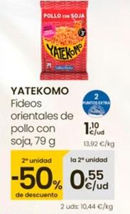 Oferta de Yatekomo - Fideos Orientales De Pollo Con Soja por 1,1€ en Eroski
