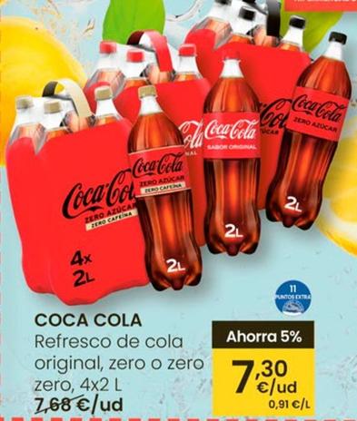 Oferta de Coca-cola - Refresco De Cola Original, Zero O Zero Zero por 7,3€ en Eroski