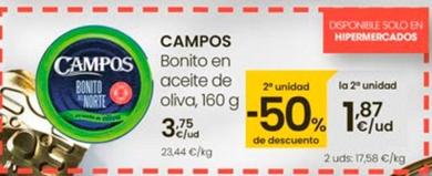 Oferta de Campos - Bonito En Aceite De Oliva por 3,75€ en Eroski