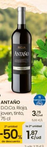 Oferta de Antaño - D.o.ca. Rioja, Joven, Tinto por 3,75€ en Eroski