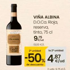 Oferta de Viña Albina - D.o.ca. Rioja, Reserva, Tinto por 9,75€ en Eroski