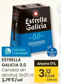 Oferta de Estrella Galicia - Cerveza Sin Alcohol, 6x por 3,12€ en Eroski