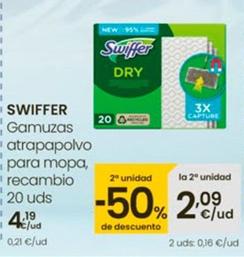 Oferta de Swiffer Gamuzas Atrapapolvo Para Mopa, Recambio por 4,19€ en Eroski