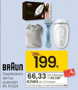 Oferta de Braun - Total Depiladora De Luz Pulsada Ipl Pl1124 por 199€ en Eroski