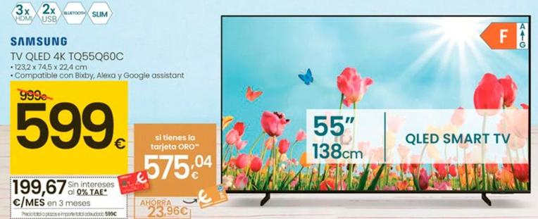 Oferta de Samsung - Tv Qled 4k Tq55q60c por 599€ en Eroski