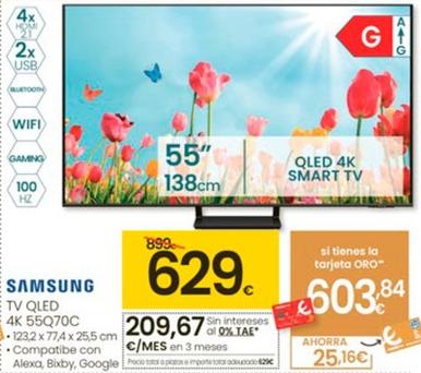 Oferta de Samsung - Qled 4k 55q70c por 629€ en Eroski