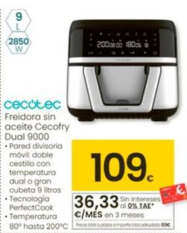 Oferta de Cecotec - Freidora Sin E Aceite Cecofry E Dual 9000 por 109€ en Eroski