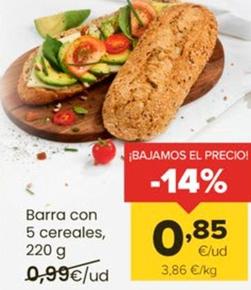 Oferta de Barra Con 5 Cereales por 0,85€ en Autoservicios Familia