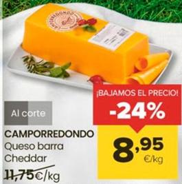 Oferta de Camporredondo - Queso Barra Cheddar por 8,95€ en Autoservicios Familia