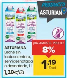 Oferta de Asturiana - Leche Sin Lactosa Entera por 1,19€ en Autoservicios Familia