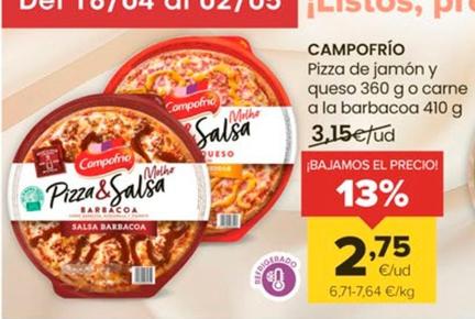 Oferta de Campofrío - Pizza De Jamón Y Queso O Carne A La Barbacoa por 2,75€ en Autoservicios Familia