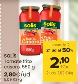 Oferta de Solís - Tomate Frito Casero por 2,8€ en Autoservicios Familia