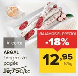 Oferta de Argal - Longaniza Pagés por 12,95€ en Autoservicios Familia