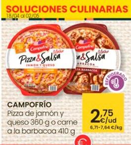Oferta de Campofrío - Pizza De JAmon y Queso por 2,75€ en Eroski