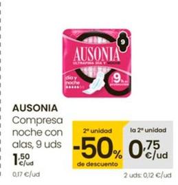 Oferta de Ausonia - Compresa Noche Con Alas por 1,5€ en Eroski