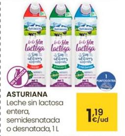 Oferta de Asturiana - Leche Sin Lactosa Entera, Semidesnatada O Desnatada por 1,19€ en Eroski
